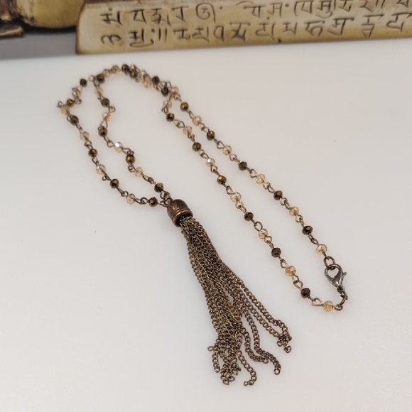 Gold Tassel Necklace with Dainty Design - Picture 5 of 6